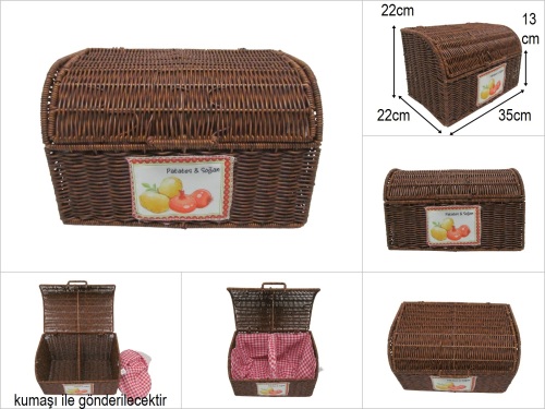 sd52753 metal iskelet üzerine kahverengi pvc örülü kapaklı bölmeli patates soğan sepeti - 
