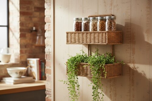 sd52754 metal iskelet üzerine pvc örülü iki katlı duvar rafı - (1)