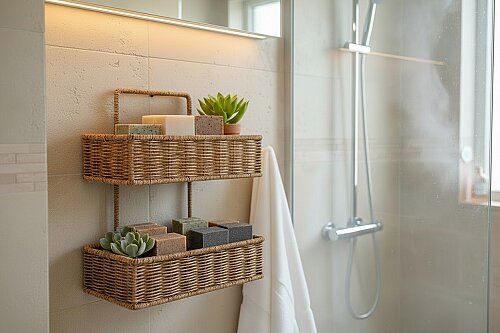 sd52754 metal iskelet üzerine pvc örülü iki katlı duvar rafı - (1)