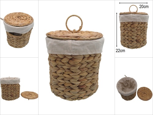 sd52764 dekoratif no1 kumaşlı kapaklı derin silindir hasır sepet - 