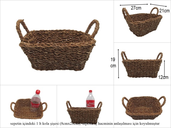 sd528256 dekoratif dikdörtgen kulplu hasır sepet - 1