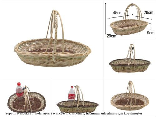 sd52860 üstten üç saplı oval sığ sepet - 