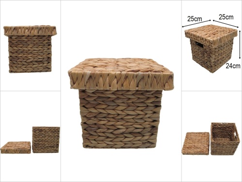 sd52832 metal iskelet üzerine hasır örülü no1 kapaklı sepet kutu - 