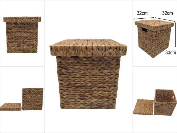 sd52833 metal iskelet üzerine hasır örülü no2 kapaklı sepet kutu - 1