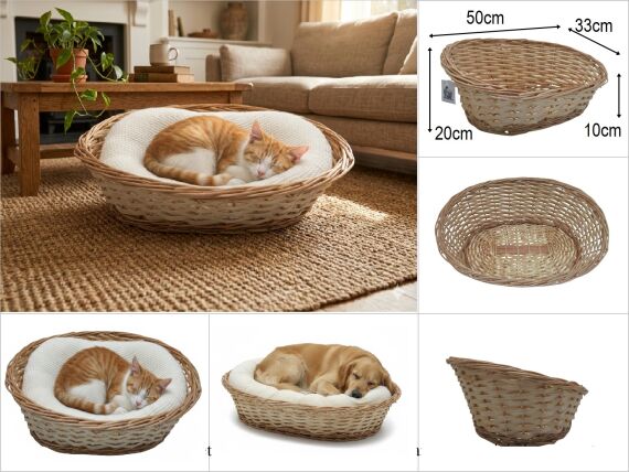 sd52847 dekoratif no1 önü alçak arkası yüksek oval kedi köpek sepeti - 1