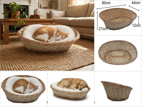 sd52848 dekoratif no2 önü alçak arkası yüksek oval kedi köpek sepeti - 