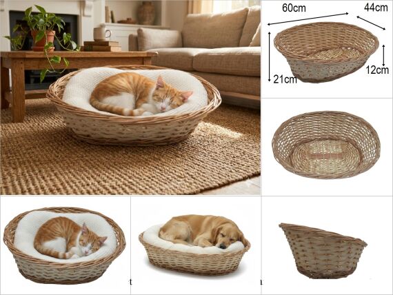 sd52848 dekoratif no2 önü alçak arkası yüksek oval kedi köpek sepeti - 1