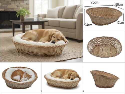 sd52849 dekoratif no3 önü alçak arkası yüksek oval kedi köpek sepeti - 