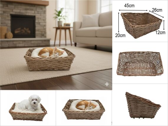 sd52853 dekoratif no2 önü alçak arkası yüksek köşeli kedi köpek sepeti - 1