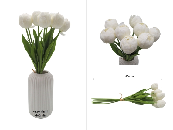 sd52889 8 li yapay beyaz lale demeti - 1