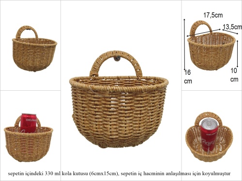 sd52897 metal iskelet üzerine pvc örülü no2 dekoratif kapı duvar sepeti - 