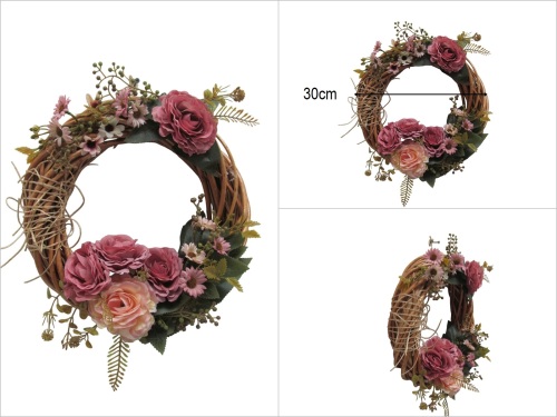 sd52909 dekoratif çiçekli kapı çelengi - 