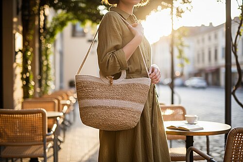 sd52944 krem pamuk ip dekorlu kulplu askılı hasır çanta - (1)