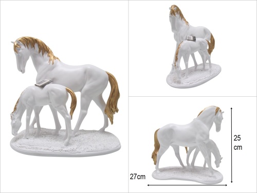 sd52975 dekoratif beyaz gold boyalı yavrulu at biblosu - BU ÜRÜN SADECE MAĞAZADAN SATIŞ
