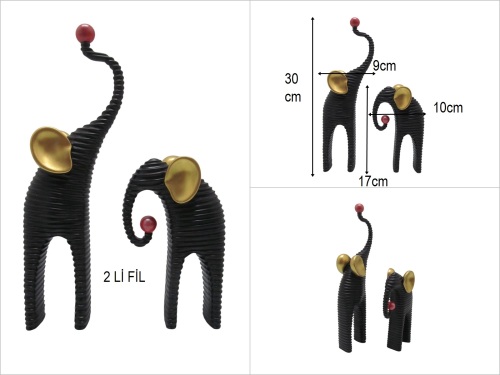 sd52976 dekoratif siyah döküm polyester 2 li fil biblo - 