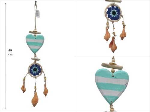 sd53044 deniz kabuklu ,ahşap kalp, makrome - 