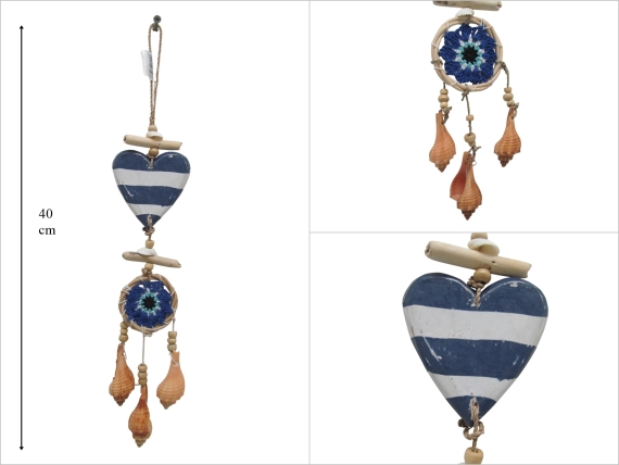 sd53045 deniz kabuklu ,ahşap kalp, makrome - 1