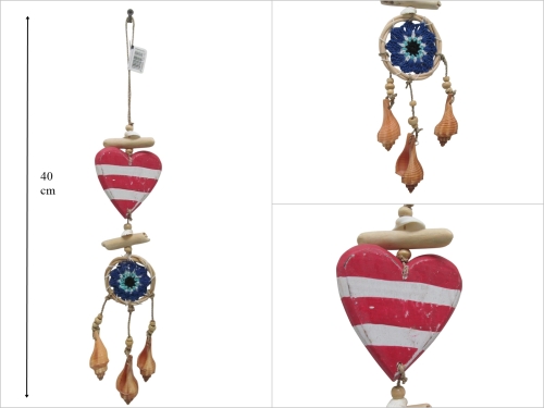 sd53046 deniz kabuklu ,ahşap kalp, makrome - 