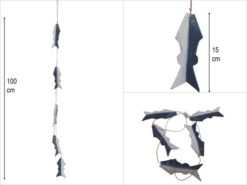 sd53051 ahşap 5 li balık sarkıt - 