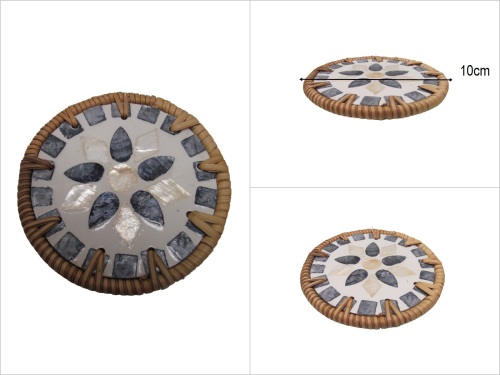 sd53159 dekoratif sedefli rattan altlık bardak altlığı - 