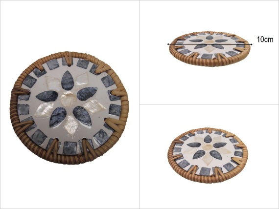 sd53159 dekoratif sedefli rattan altlık bardak altlığı - 1