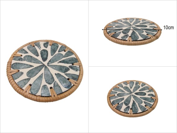 sd53163 dekoratif sedefli rattan altlık bardak altlığı - 1