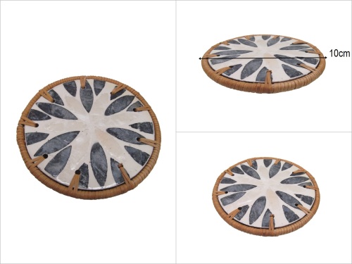 sd53164 dekoratif sedefli rattan altlık bardak altlığı - 