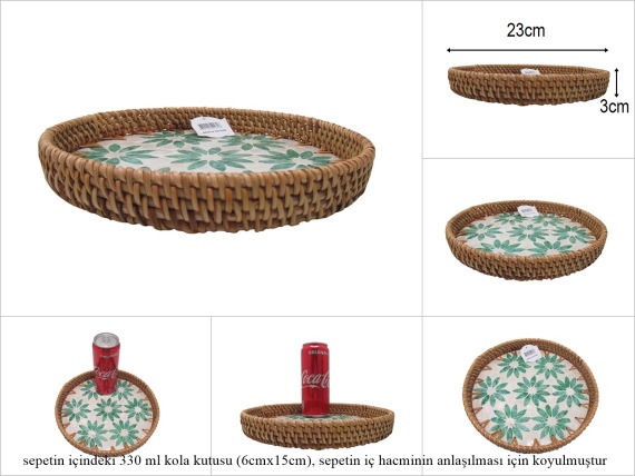 sd53169 rattan çerçeveli sedef tabanlı no2 ahşap desenli dekoratif tepsi - 1