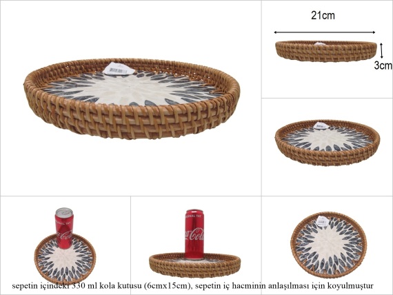 sd53174 rattan çerçeveli sedef tabanlı no1 ahşap desenli dekoratif tepsi - 1