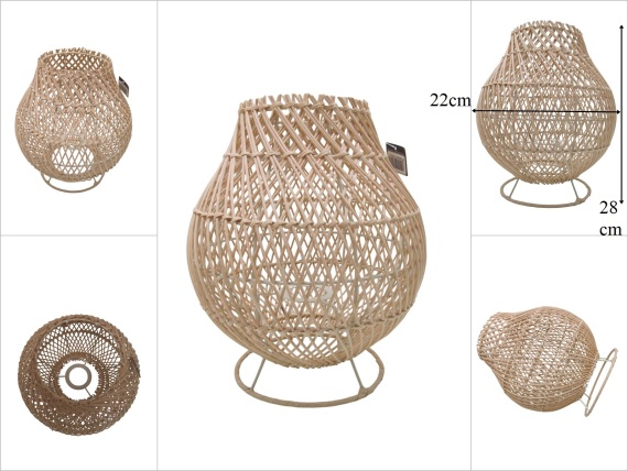 sd53186 metal iskelet üzerine rattan örülü masa üstü abajur aydınlatma - 1