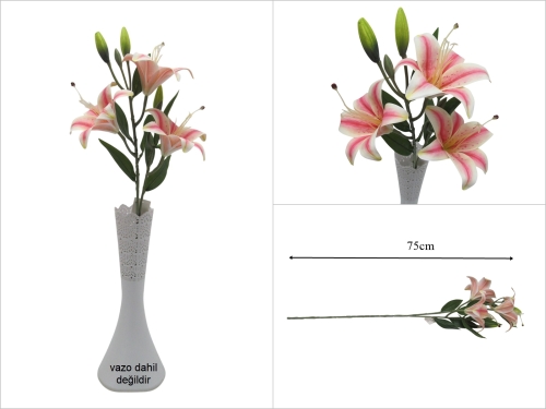sd53270 dekoratif yapay soluk pembe lilyum dalı - 