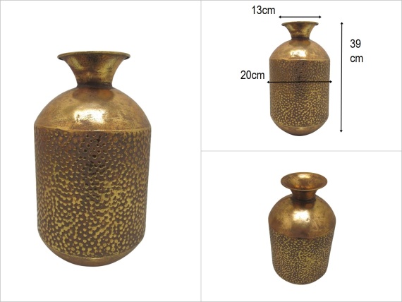 sd53279 dekoratif eskitme gold boyalı dövme metal vazo - 1