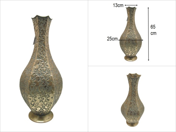 sd53281 dekoratif eskitme gold boyalı dövme metal vazo - 1