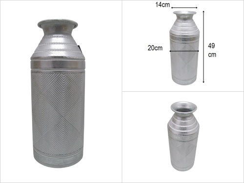 sd53282 dekoratif eskitme gümüş boyalı dövme metal vazo - 