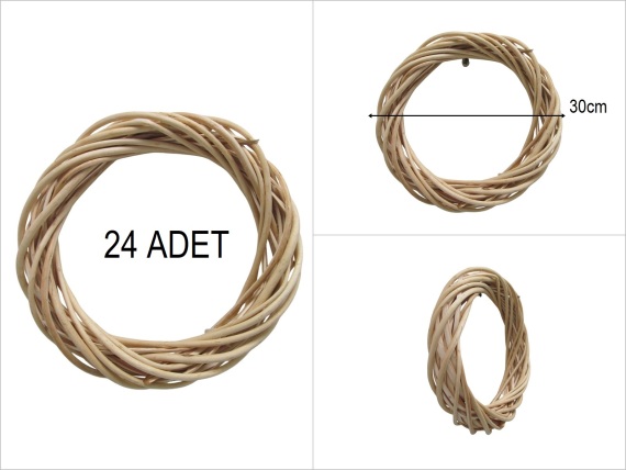 sd53301 yuvarlak naturel söğüt çember yapay çiçek çelengi (24 ADET) - 1