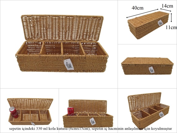sd53317 metal iskelet üzerine pvc örülü 4 bölmeli kapaklı organizer kutu - 1