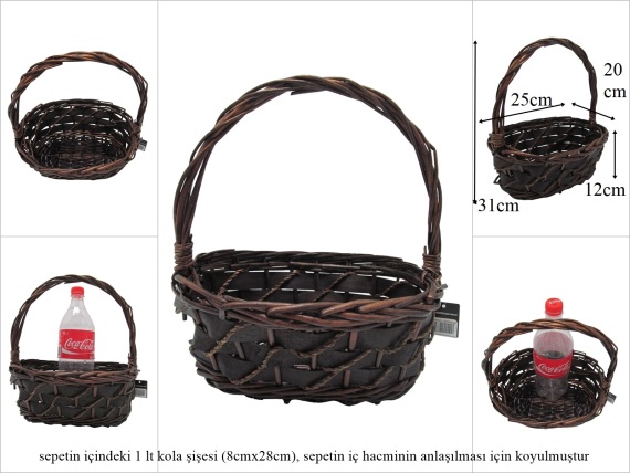 sd53321 no1 kahverengi oval üstten saplı sepet - 1
