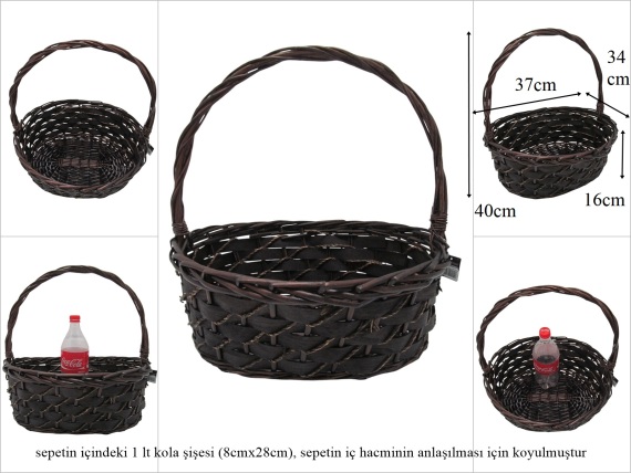 sd53323 no3 kahverengi oval üstten saplı sepet - 1
