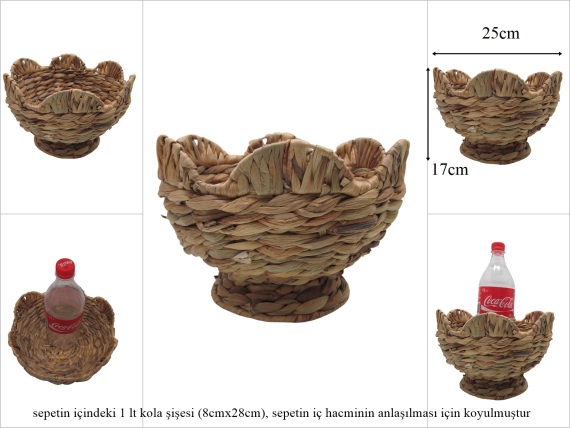 sd53333 metal iskelet üzerine hasır örülü ayaklı sunum sepeti - 1