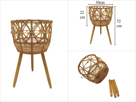 sd53354 dekoratif no3 ayaklı rattan saksılık - 1