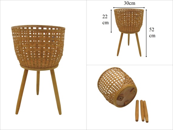 sd53357 dekoratif no3 ayaklı bambu saksılık - 1