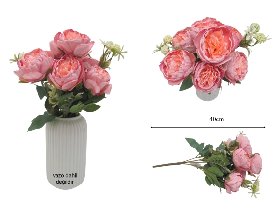 sd53514 yapay pembe şakayık gül demeti - 1