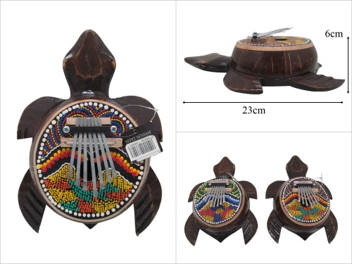 sd53543 dekoratif otantik desenli ahşap kaplumbağa müzik aleti kalimba ASORTİ - 