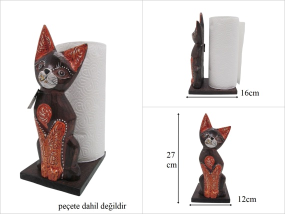 sd53548 kedi figürlü ahşap kağıt havluluk - 1
