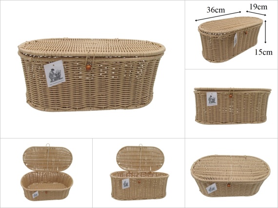 sd53617 dekoratif oval no3 metal iskelet üzerine rattan görünümlü pvc örülü kapaklı kutu - 1