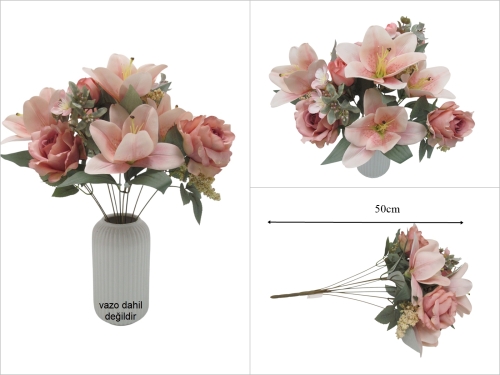 sd53651 pembe ıslak lilyum gül demeti - 