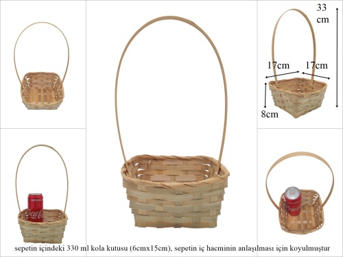 sd53690 üsttan saplı kare bambu sepet - 